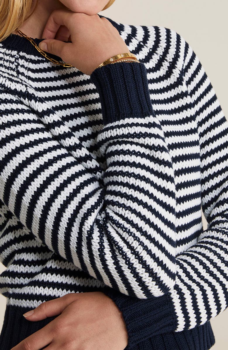 vineyard vines Chunky Cotton Blend Crewneck Sweater, Alternate, color, Babs Stripe - Navy