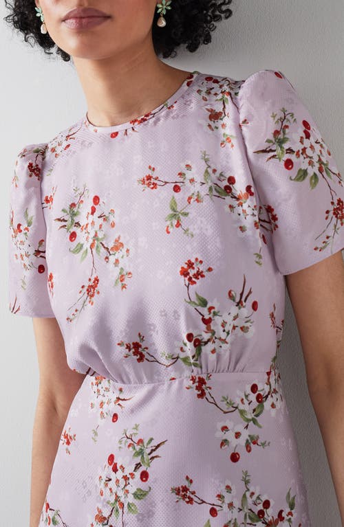 Lk Bennett Boyd Cherry Blossom Silk Midi Dress In Purple Multi