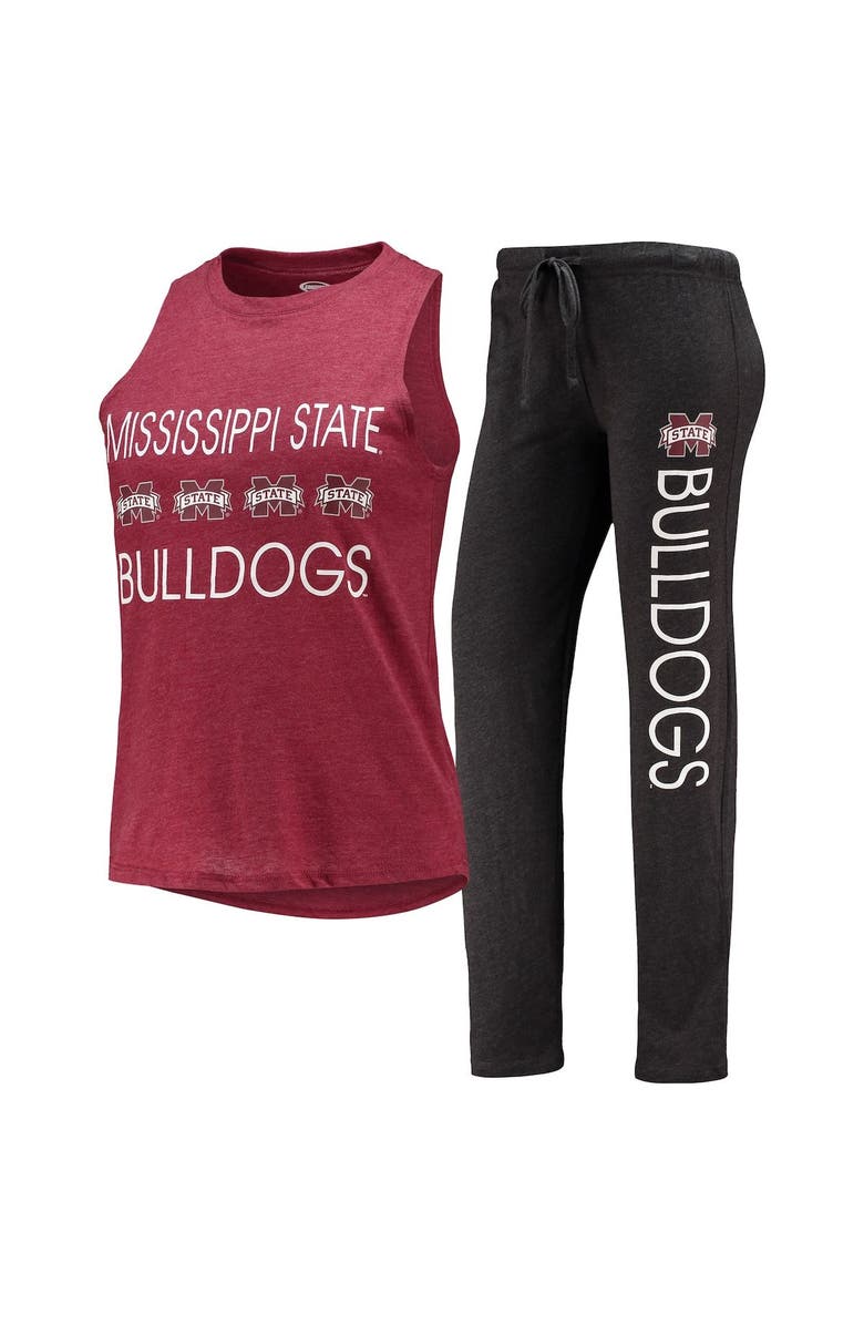 CONCEPTS SPORT Women's Concepts Sport Black/Maroon Mississippi State Bulldogs Tank Top & Pants Sleep Set, Main, color, 