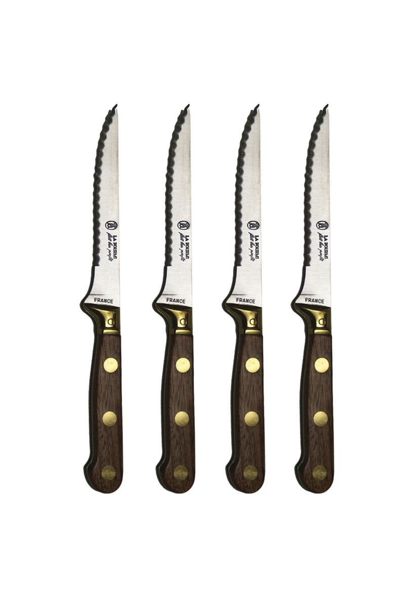 La Fourmi 4 Piece Laiton Steak Knife Set in Wood Presentation Box, Main, color, Black