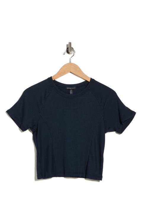 Rib Crop Short Sleeve Top