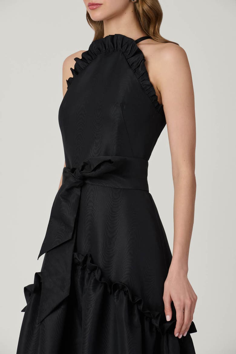 Midnight Lucille Moire Taffeta Dress, Alternate, color, Jet