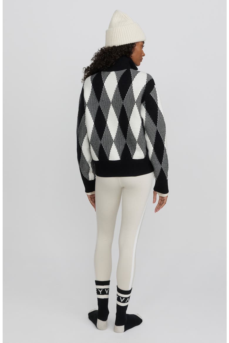 Karina Argyle Jacquard Knit Cardigan, Alternate, color, BLACK