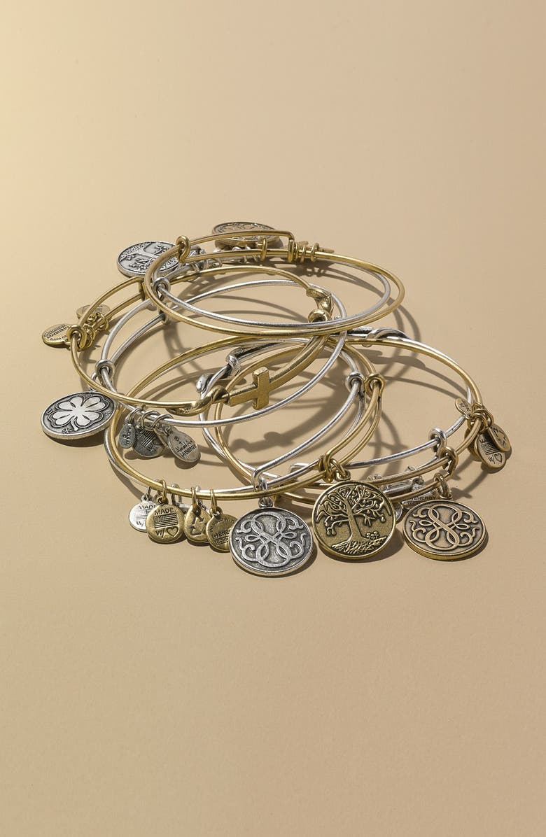 Alex and Ani 'Four Leaf Clover' Expandable Wire Bracelet, Alternate, color, 