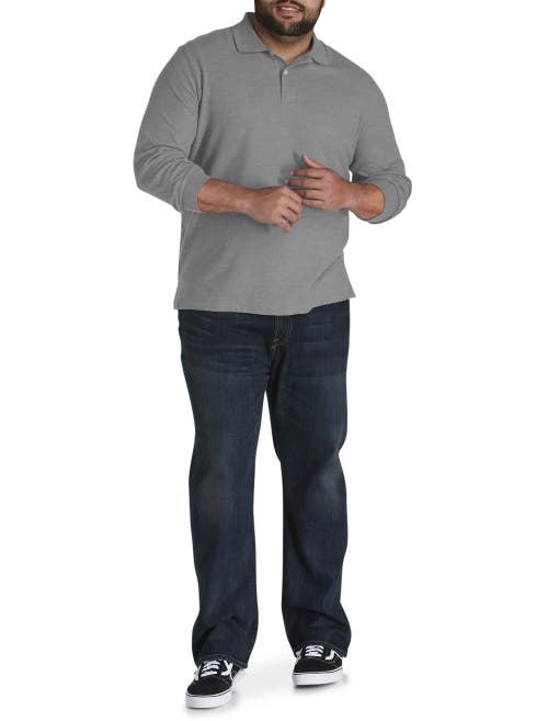 Harbor Bay By Dxl Honeycomb Piqué Polo Shirt In Gray