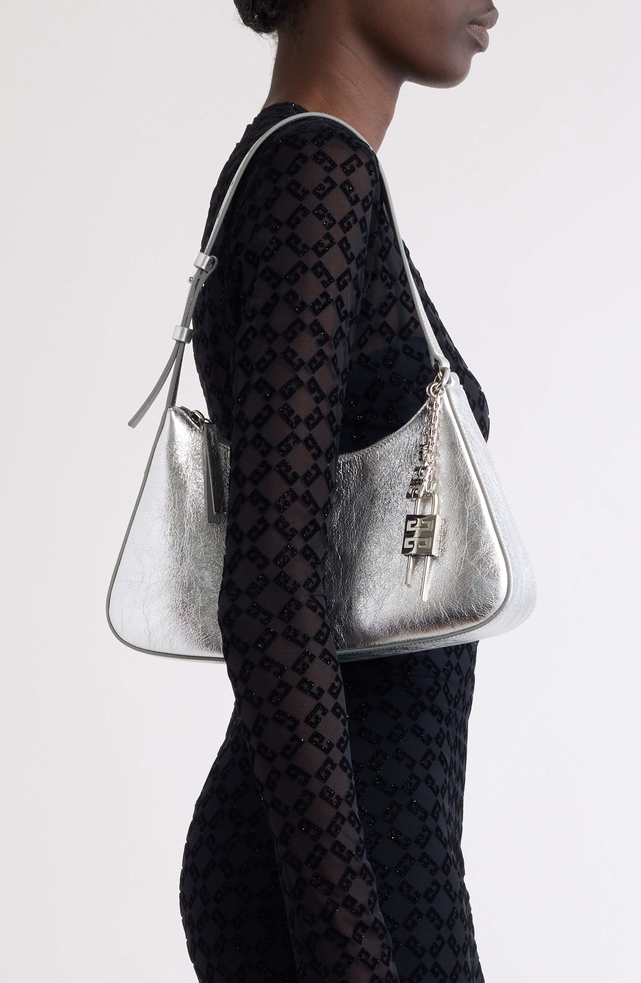 Givenchy Small Lucky Lock Laminated Leather Shoulder Bag, Alternate, color, 