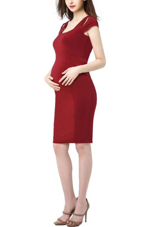 Kimi & Kai Julie Cold Shoulder Maternity Sheath Dress In Red