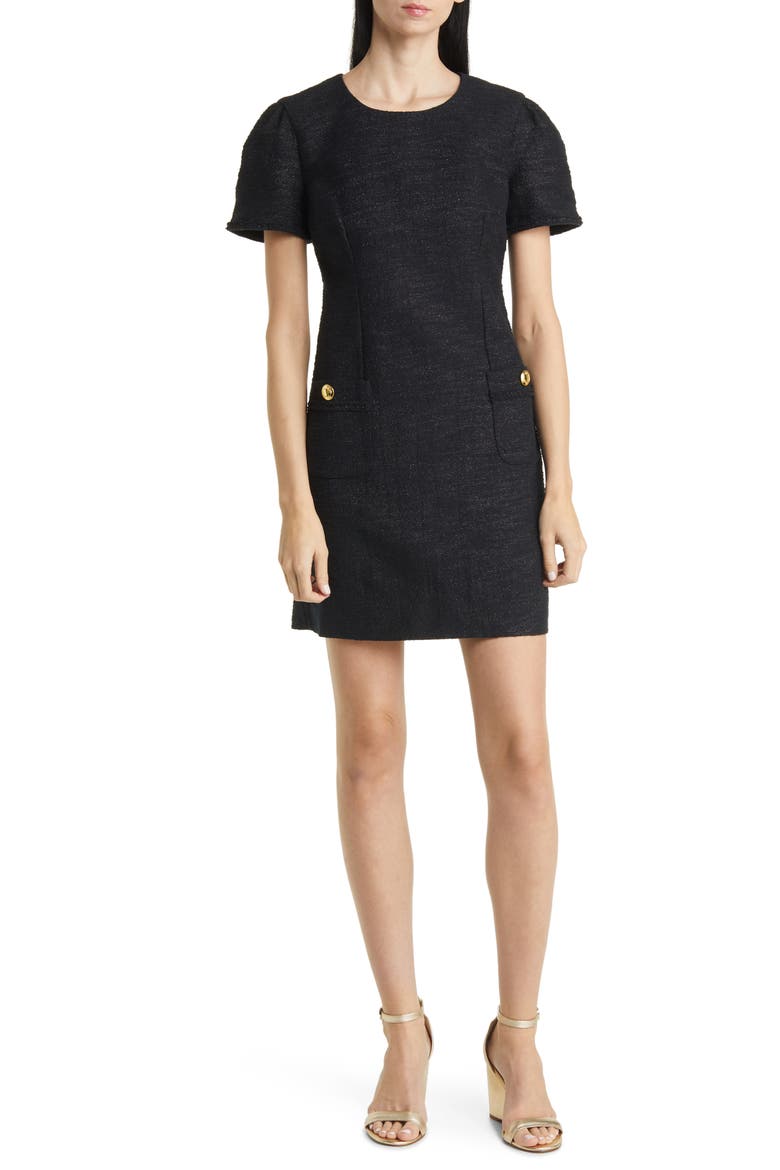 Kesia Bouclé Dress, Main, color, BLACK RESORT BOUCLE