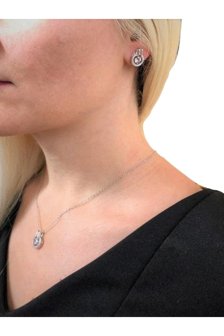Cubic Zirconia Necklace and Earring Set, Alternate, color, Gold