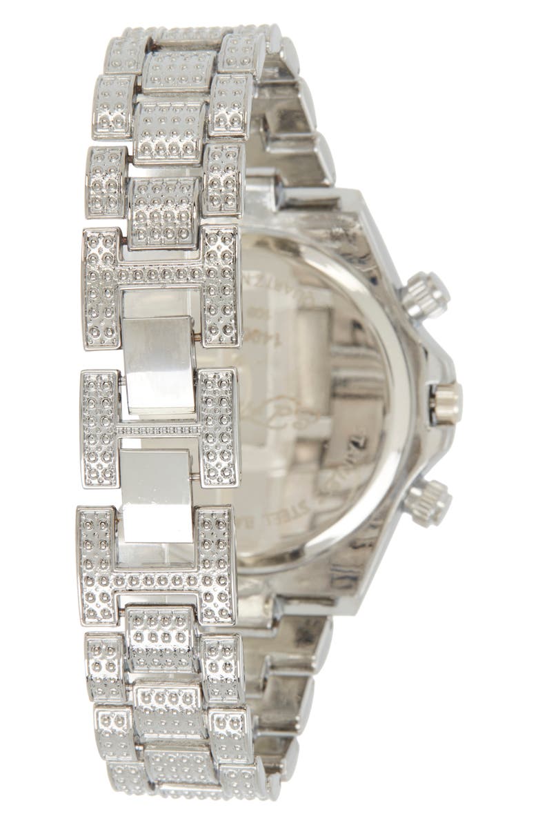 Ed Hardy Crystal Bracelet Strap Chronograph Watch, 40mm, Alternate, color, Shiny Silver