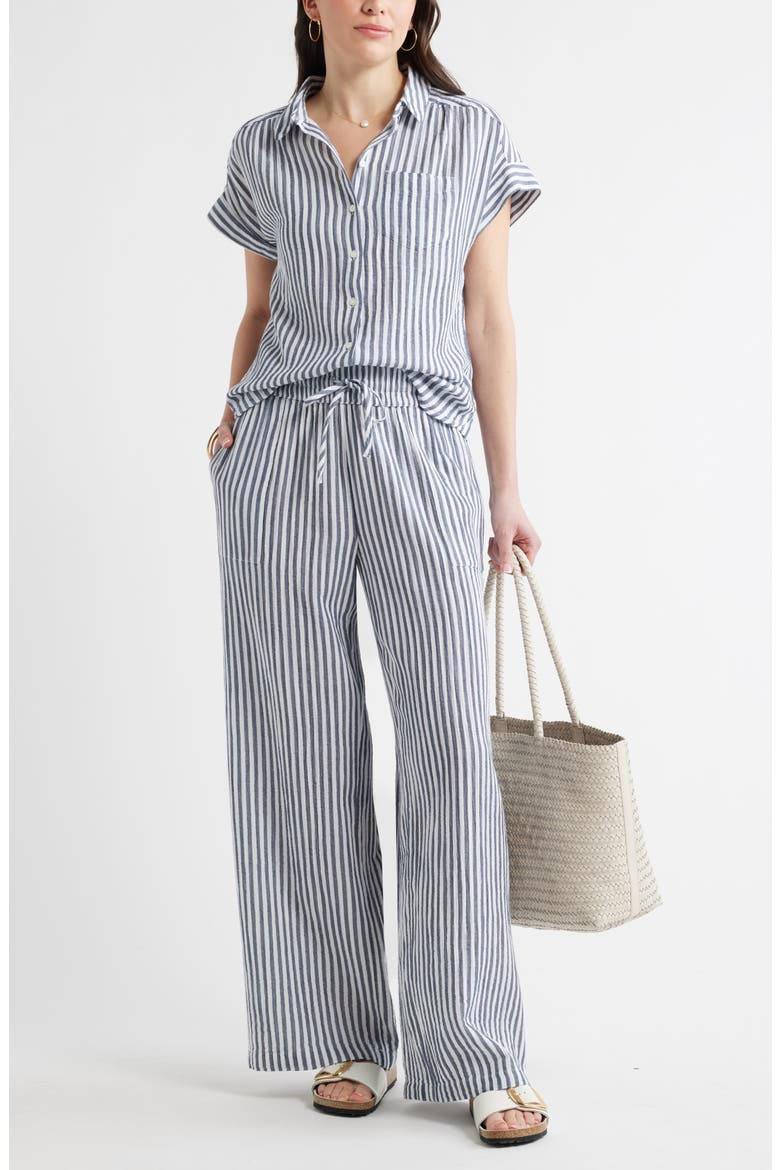 Wide Leg Gauze Pants, Alternate, color, NAVY- WHITE BRIANNE STRIPE