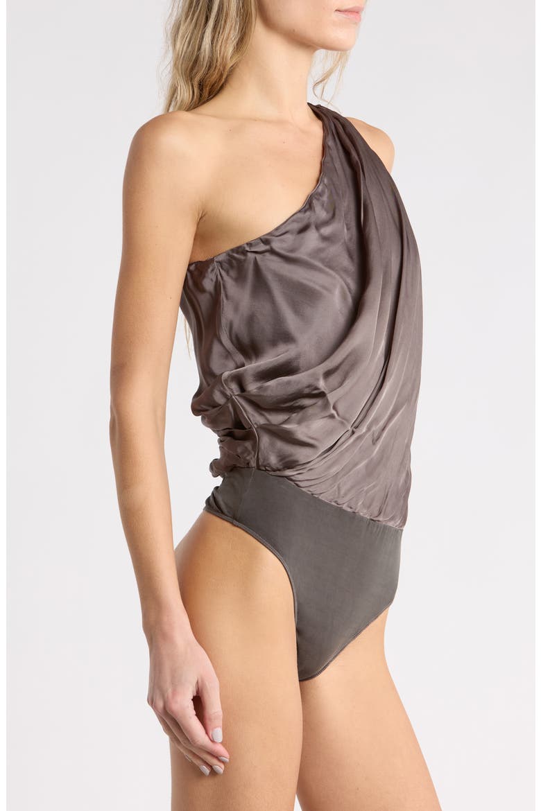 Cynthia One Shoulder Bodysuit, Alternate, color, GUN METAL SOLID