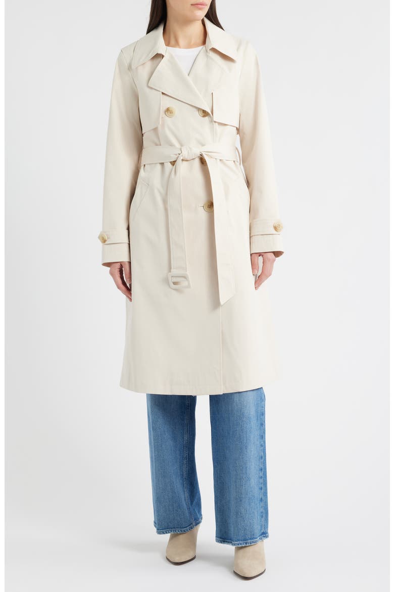 Double Breasted Trench Coat, Main, color, LINEN