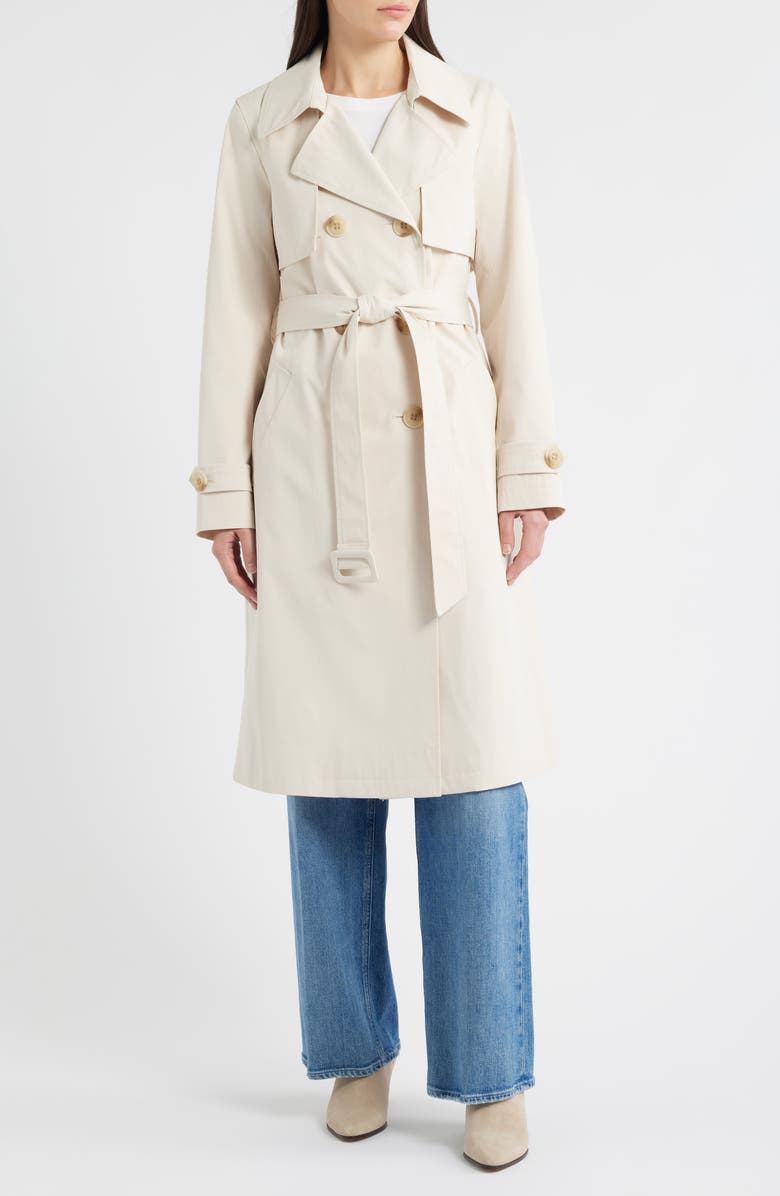 Sam Edelman Double Breasted Trench Coat, Main, color, Linen