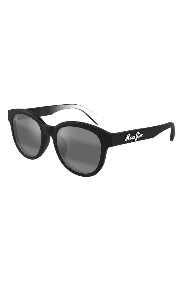 Maui Jim Ihupani AF 53mm PolarizedPlus2<sup>®</sup> Round Sunglasses, Alternate, color, Black/ Neutral Grey