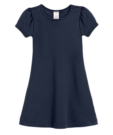 Girls Soft 100% Cotton Puff Short Sleeve Dress