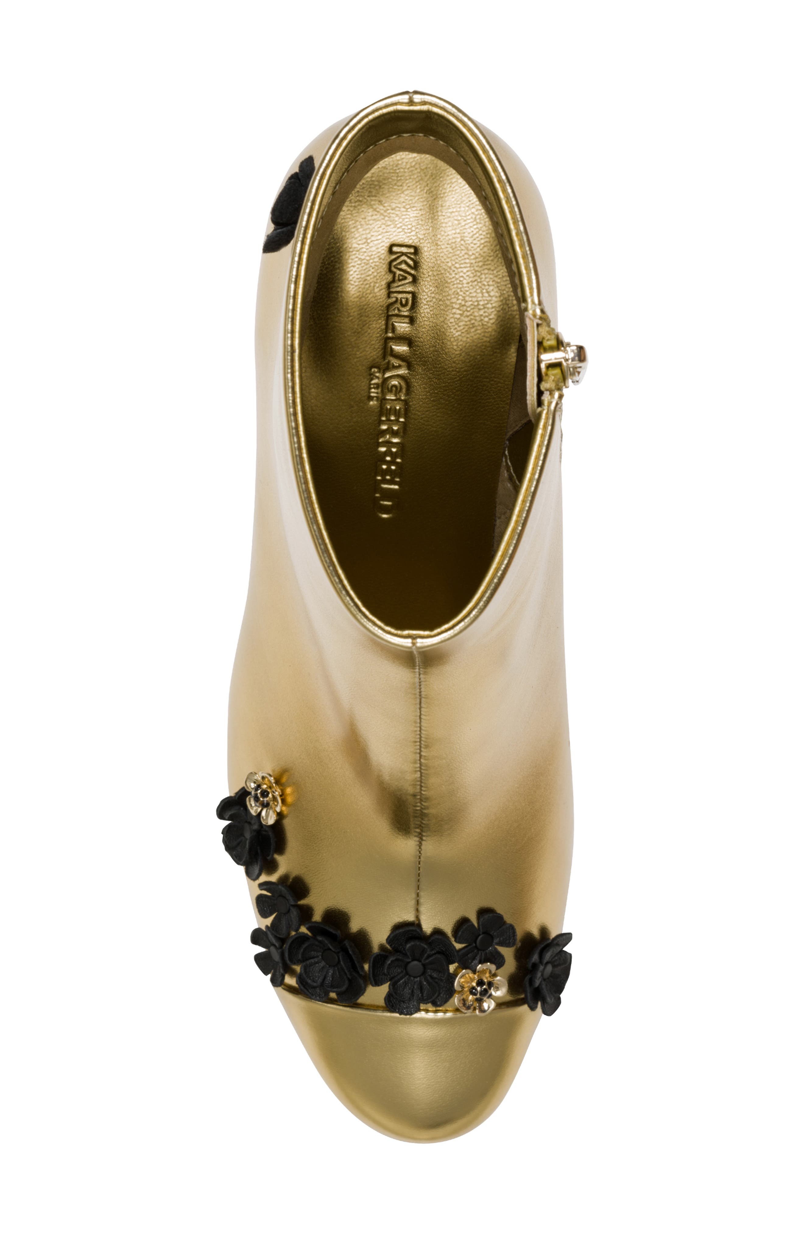 KARL LAGERFELD PARIS Dalyn Fleur Embellished Bootie, Alternate, color, Gold