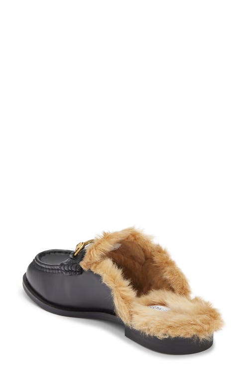 Steve Madden Milah Horsebit Faux Fur Lined Mule In Black