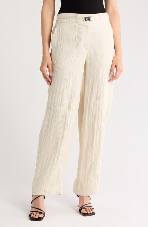 Belted High Waist Wide Leg Pants