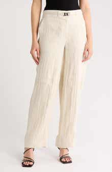 DONNA KARAN Belted High Waist Wide Leg Pants