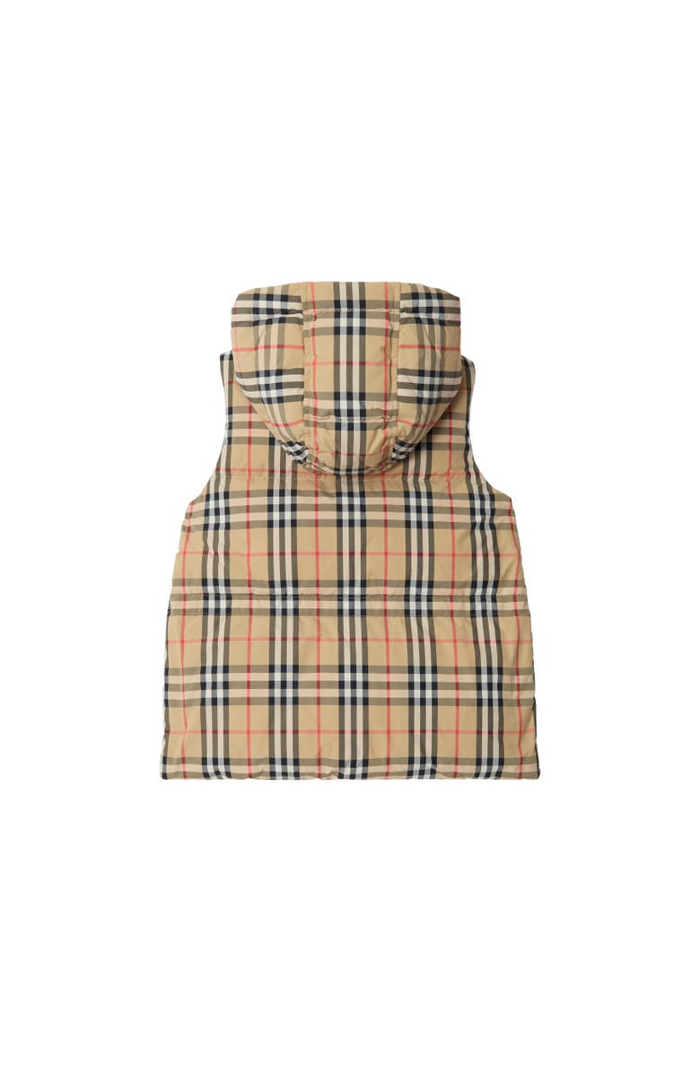Burberry Check Nylon Puffer Gilet, Alternate, color, Sand Beige
