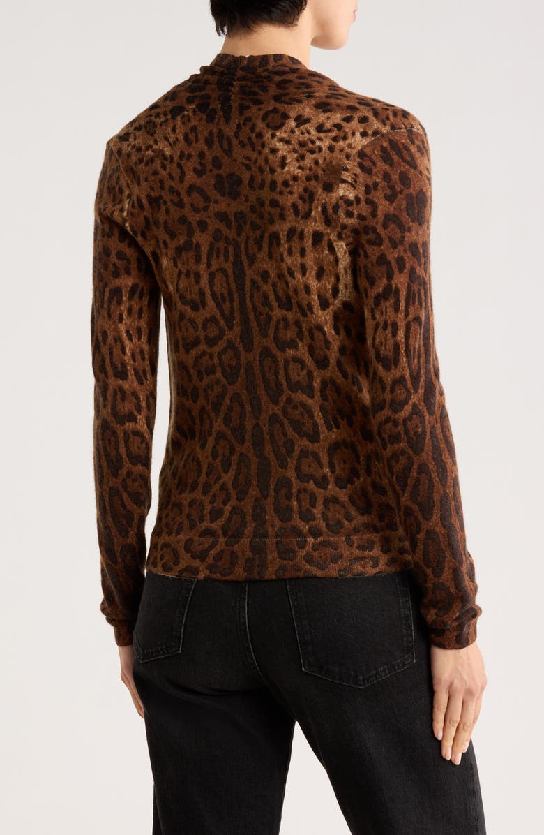 Sofia Cashmere Leopard Print Faux Wrap Wool Cashmere Blend Sweater, Alternate, color, Brown