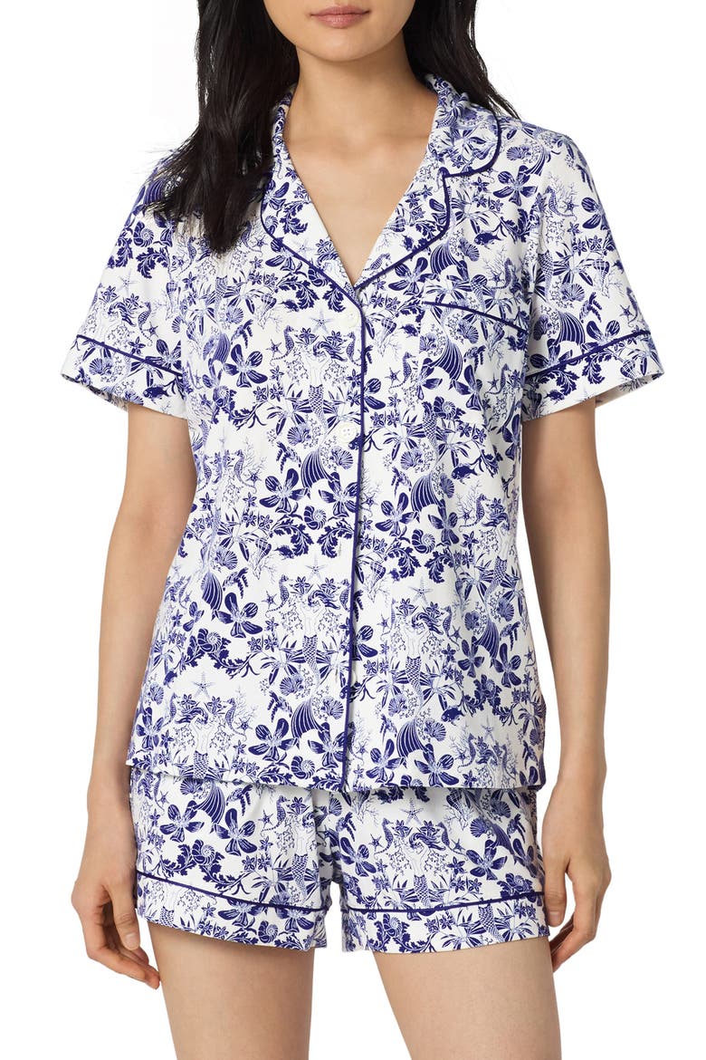 Print Stretch Organic Cotton Short Pajamas, Main, color, UNDER THE SEA