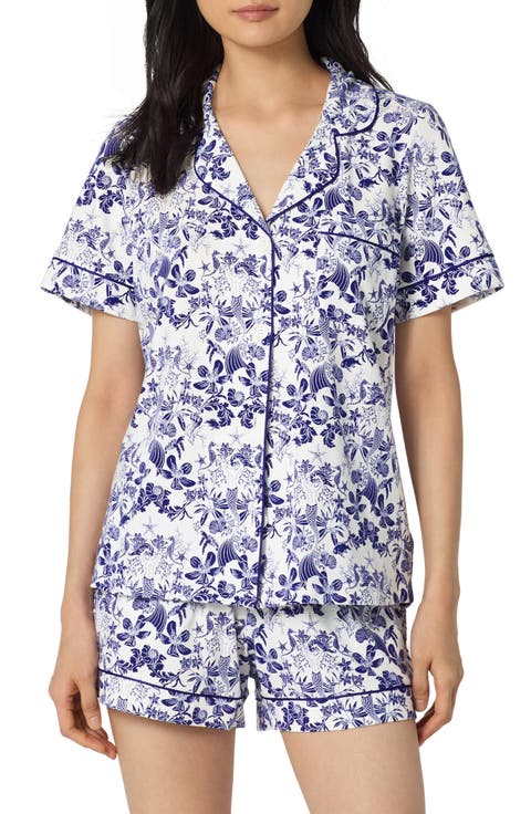 Print Stretch Organic Cotton Short Pajamas