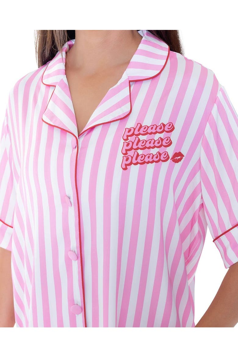 Please Please Please Silky Short Sleeve Shorts Set, Alternate, color, Pink Stripe