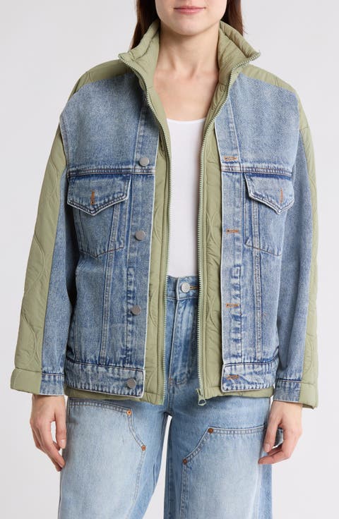 Nylon Quilted Denim Trucker Jacket