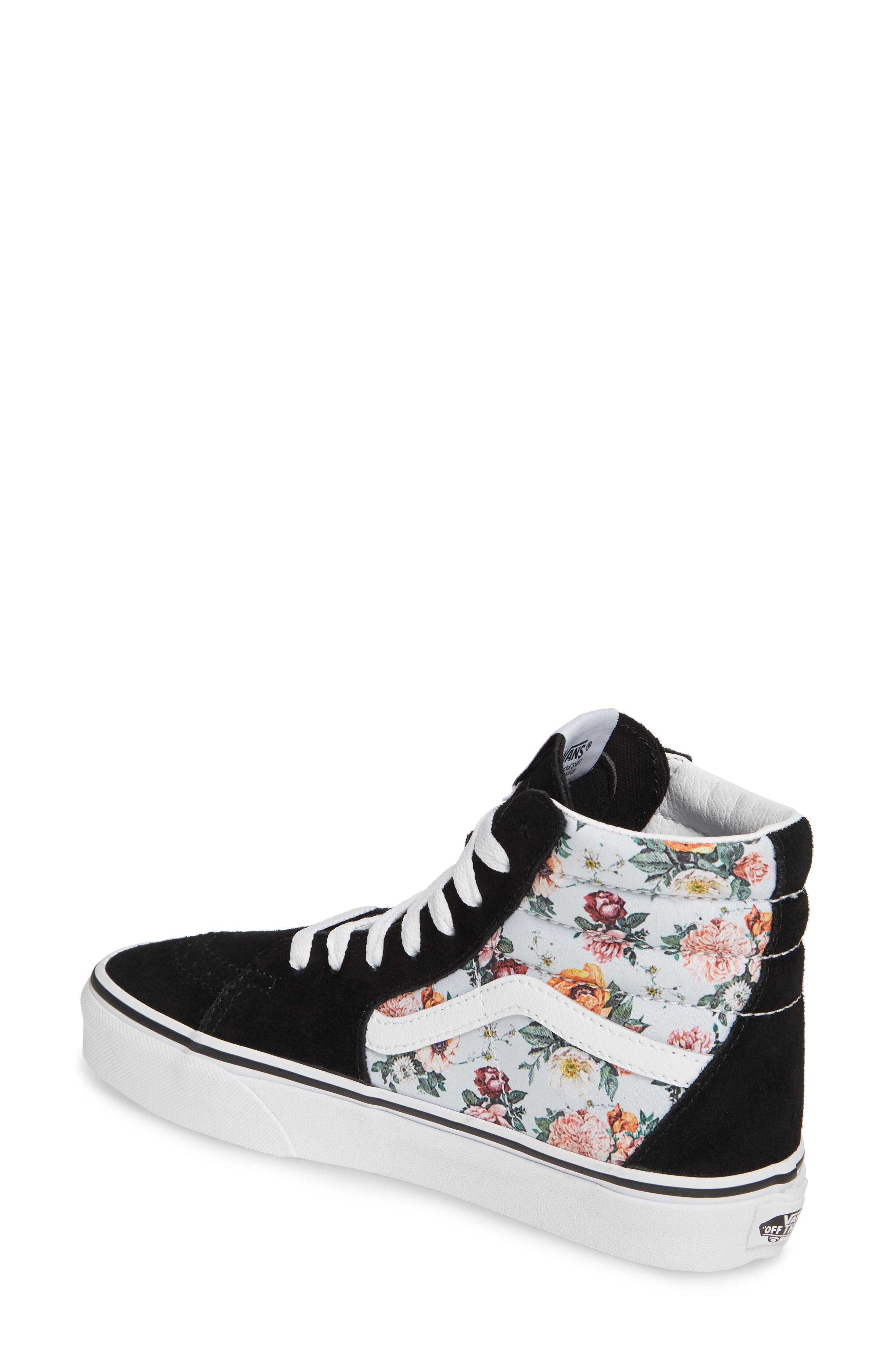Sk8-Hi Checker Floral High Top Sneaker, Alternate, color, TRUE WHITE