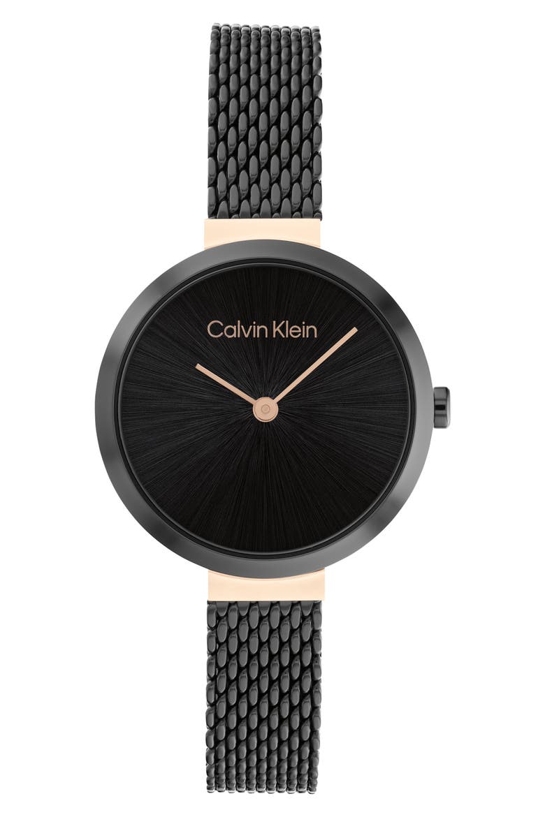 Mesh Strap Watch, 28mm, Main, color, BLACK