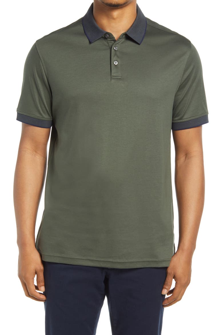 Short Sleeve Tipped Polo, Main, color, GREEN IVY