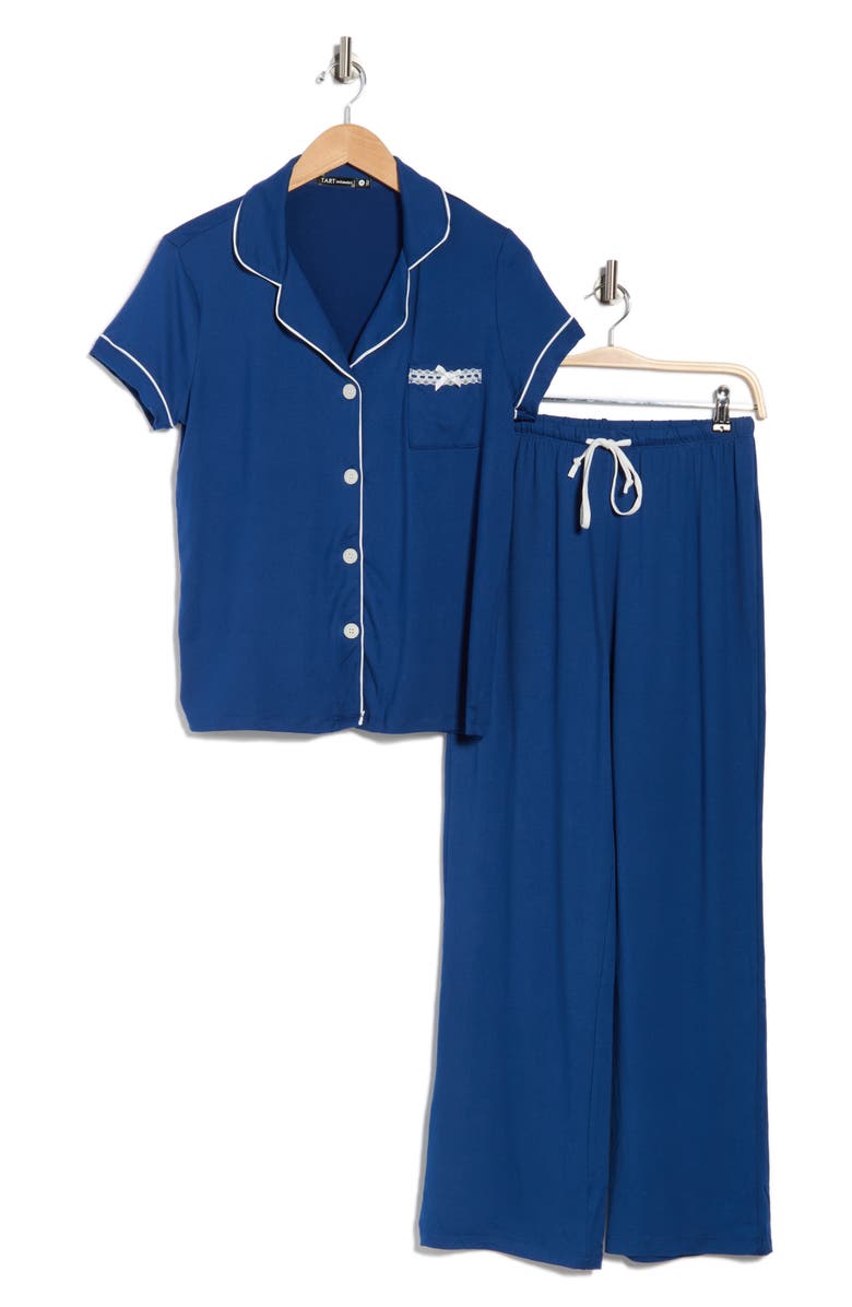 Tart Ginnie Long Pajamas, Alternate, color, Navy Peony