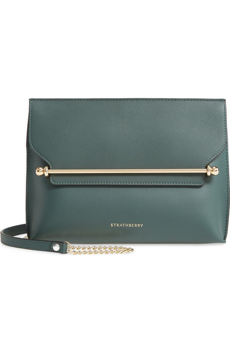Strathberry Stylist Leather Shoulder Bag, Main, color, Bottle Green