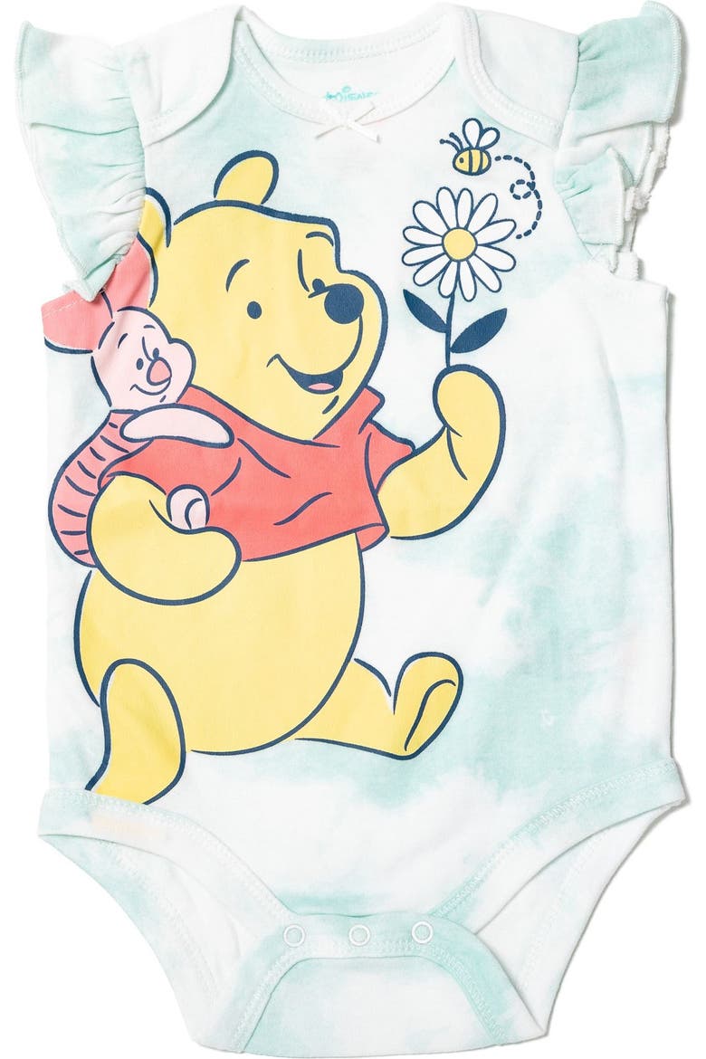 Winnie the Pooh Girls' 5-Pack Short Sleeve Bodysuits, Alternate, color, Tie Dye Blue Pink