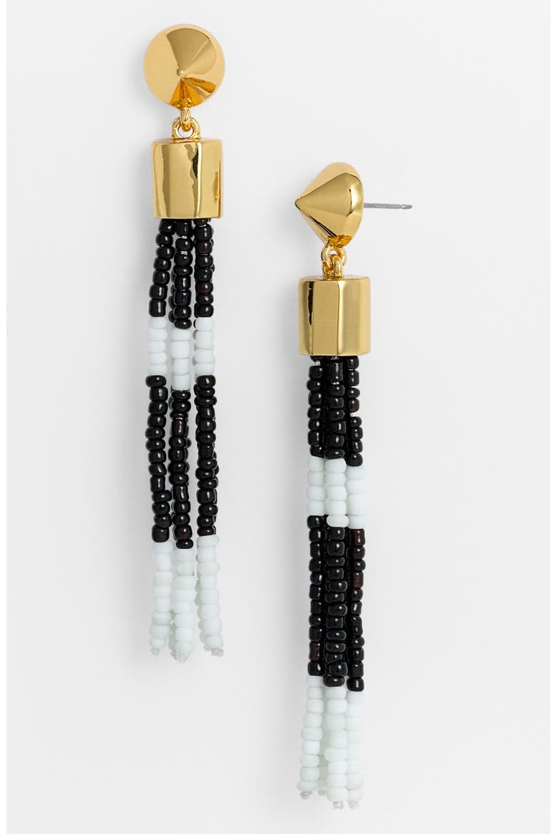 'Rope Royalty' Tassel Earrings, Main, color, BLACK/ CREAM/ GOLD