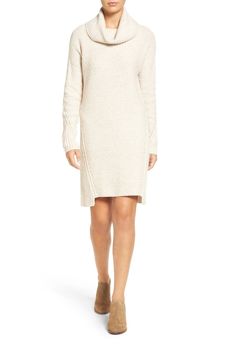 Treasure&Bond Turtleneck Sweater Dress, Main, color, BEIGE OATMEAL LIGHT HEATHER