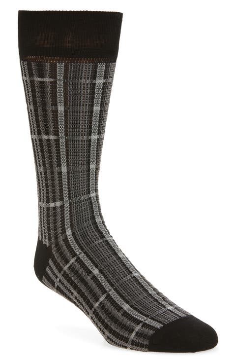 Plaid Jacquard Cotton Blend Socks