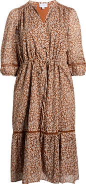 SUGARLIPS Ramsey Ditsy Harmy Drawstring Waist Midi Dress