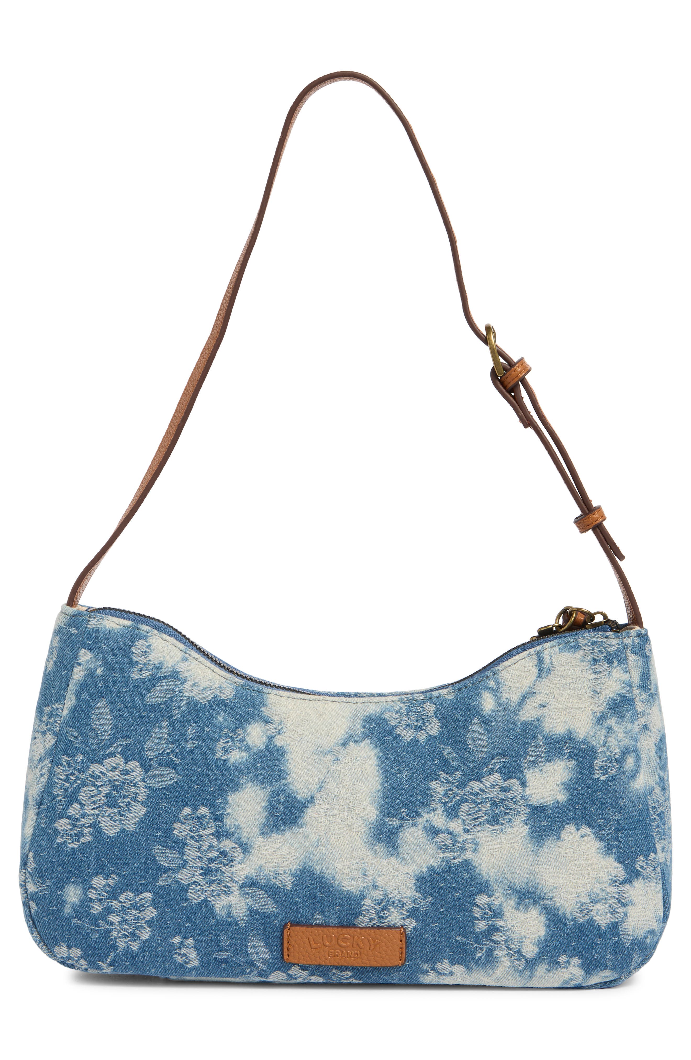 Lucky Brand Pira Denim Shoulder Bag, Alternate, color, Floral Denim