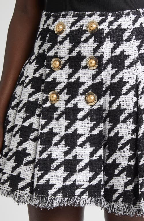 Balmain Houndstooth Check Tweed Flared Skirt In Multi