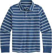 vineyard vines Kids' Surf Stripe Long Sleeve Polo