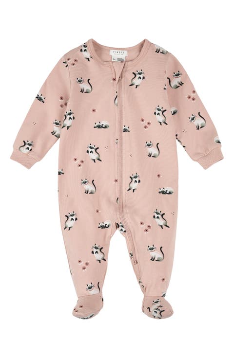 Cat Print Footed One-Piece Pajamas (Baby)