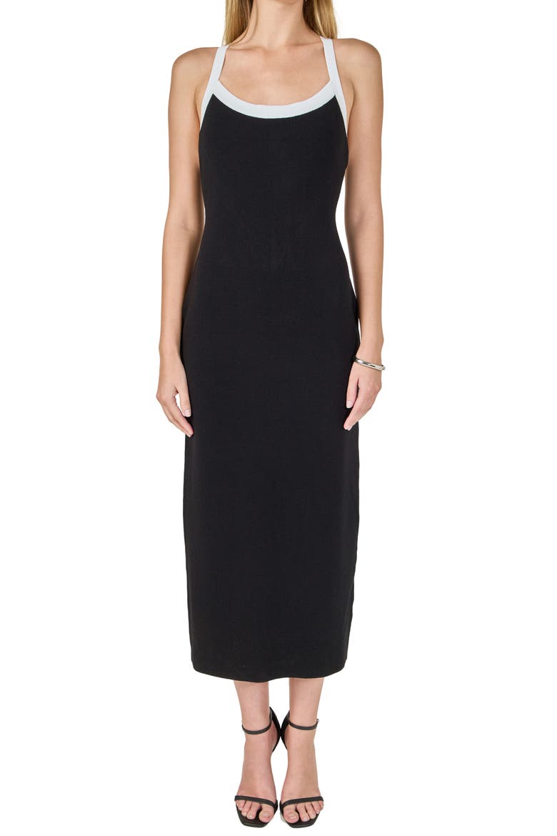 Crossback Knit Midi Dress, Alternate, color, BLACK