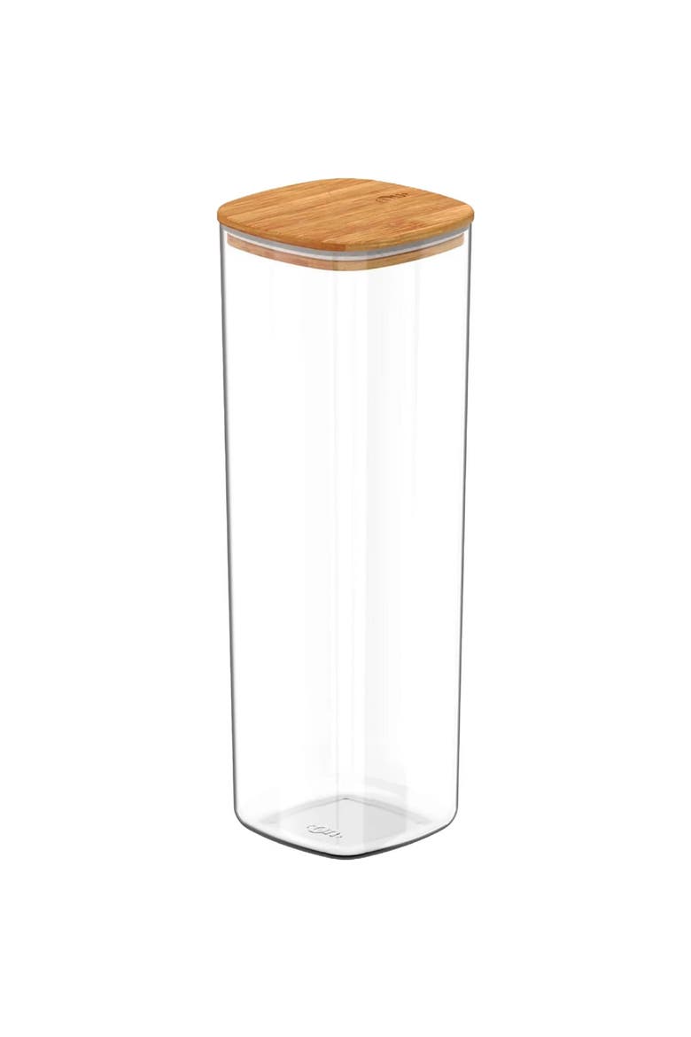 Clear Stackable Airtight Food Storage Container with Wood Lid, Main, color, Clear