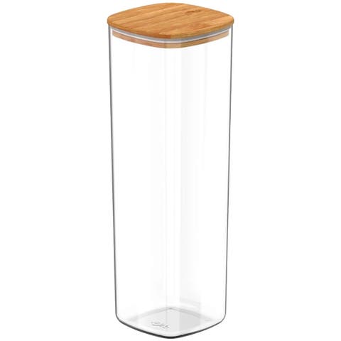 Clear Stackable Airtight Food Storage Container with Wood Lid