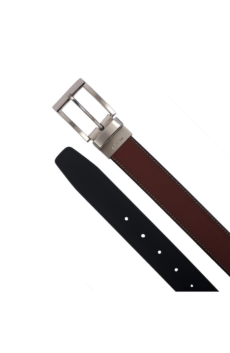 BOCONI Reversible Burnished Leather Belt, Alternate, color, Cognac/ Black