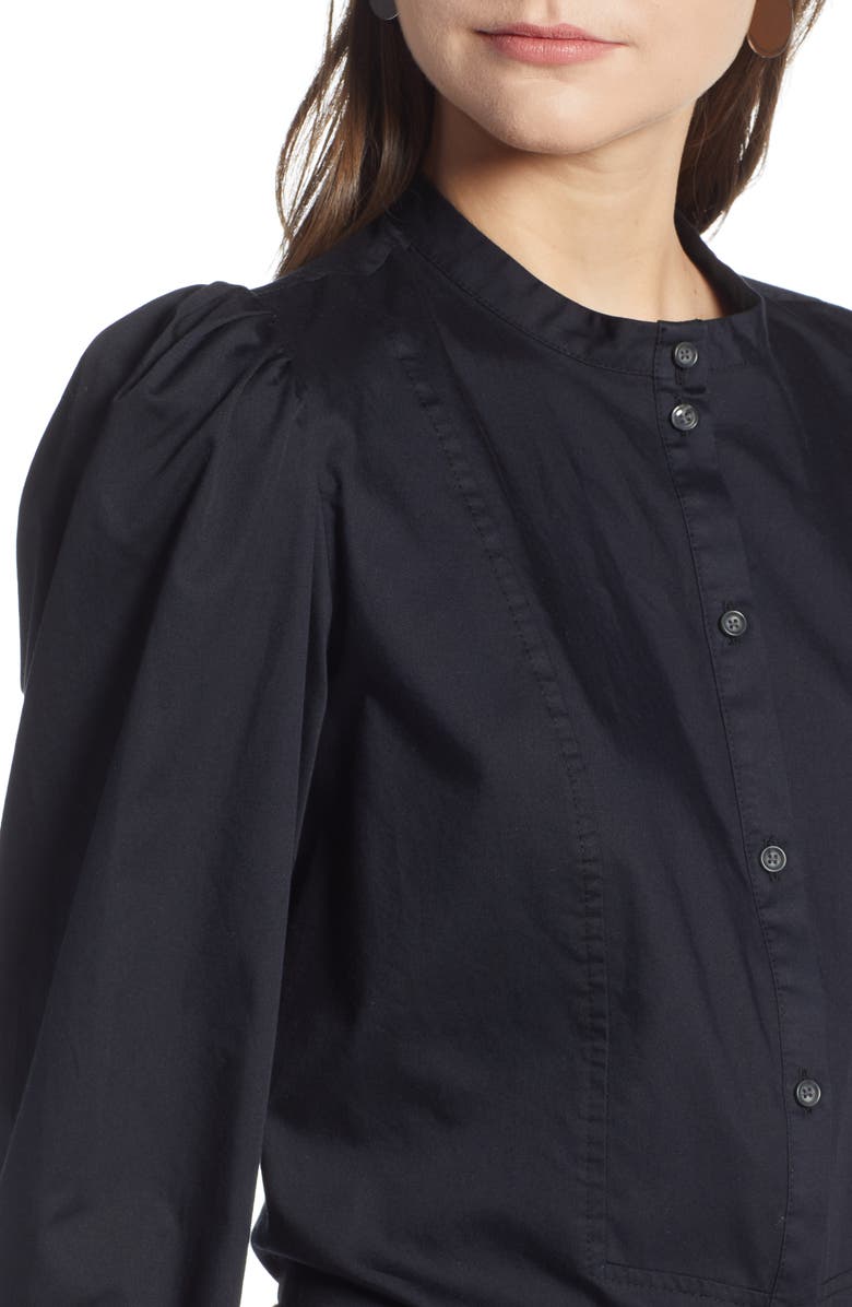 Something Navy Stand Collar Button Through Shirt, Alternate, color,