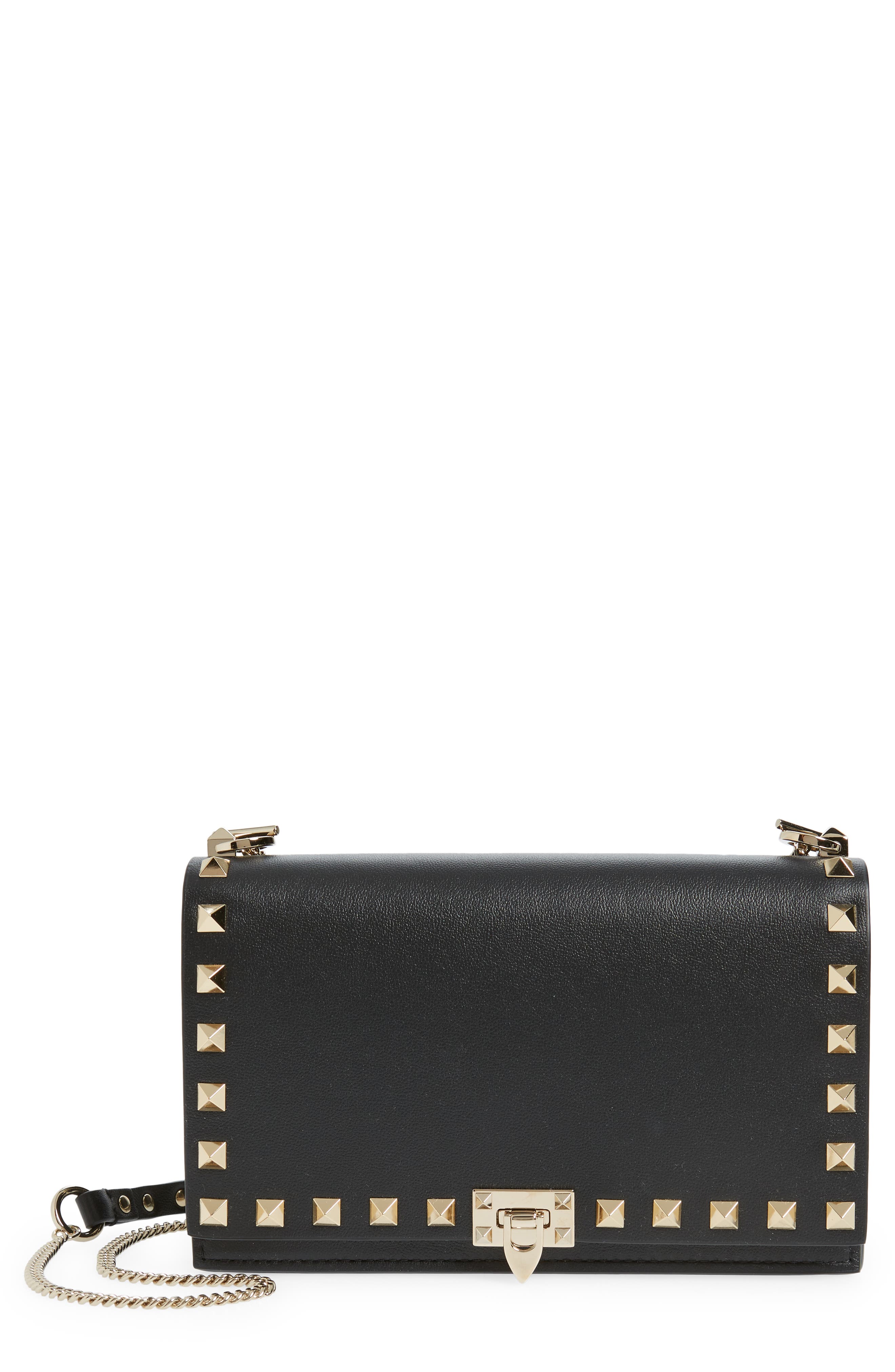 Valentino Garavani Rockstud Leather Crossbody Bag, Main, color, 